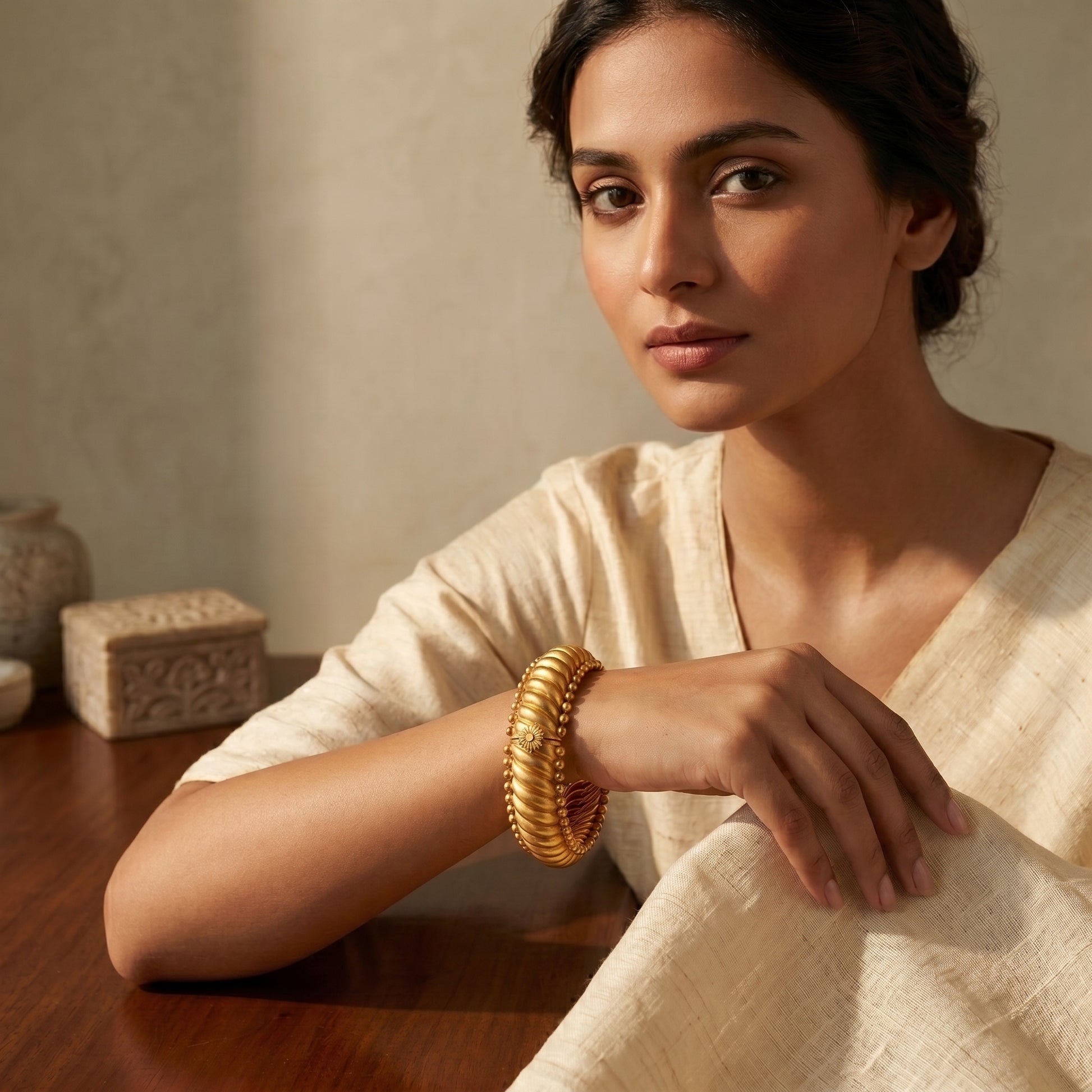 Heritage Sutrala Twisted Rope Gold Kada Bangle - ratnalijewels