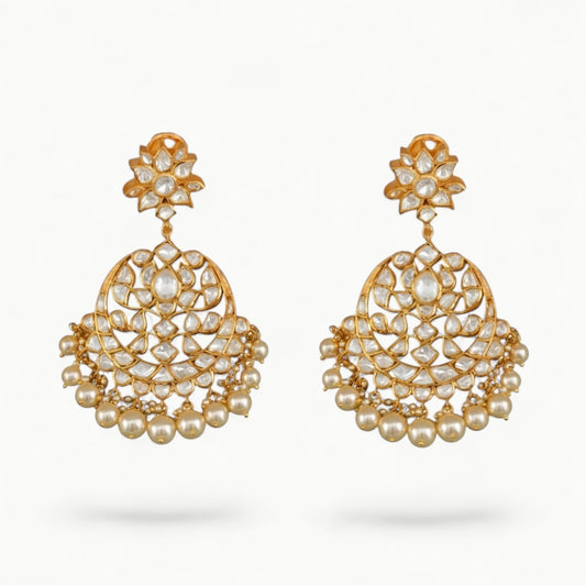 Polki Chandbali Earrings - ratnalijewels