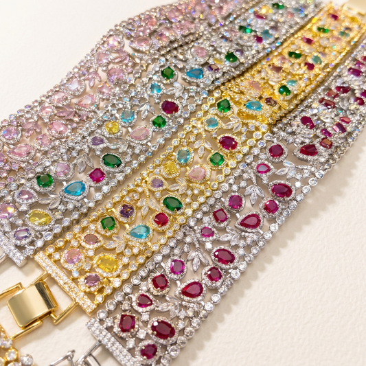 Coloured CZ Geometric Charm Bracelets, Ratnali Jewels