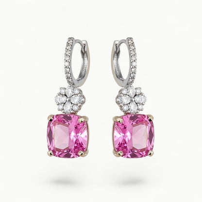 Pink Cushion Drop Earrings - ratnalijewels