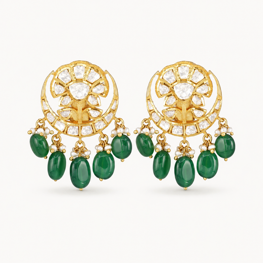 Polki Emerald Drop Earrings