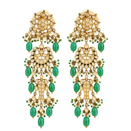 Polki fish drop earrings