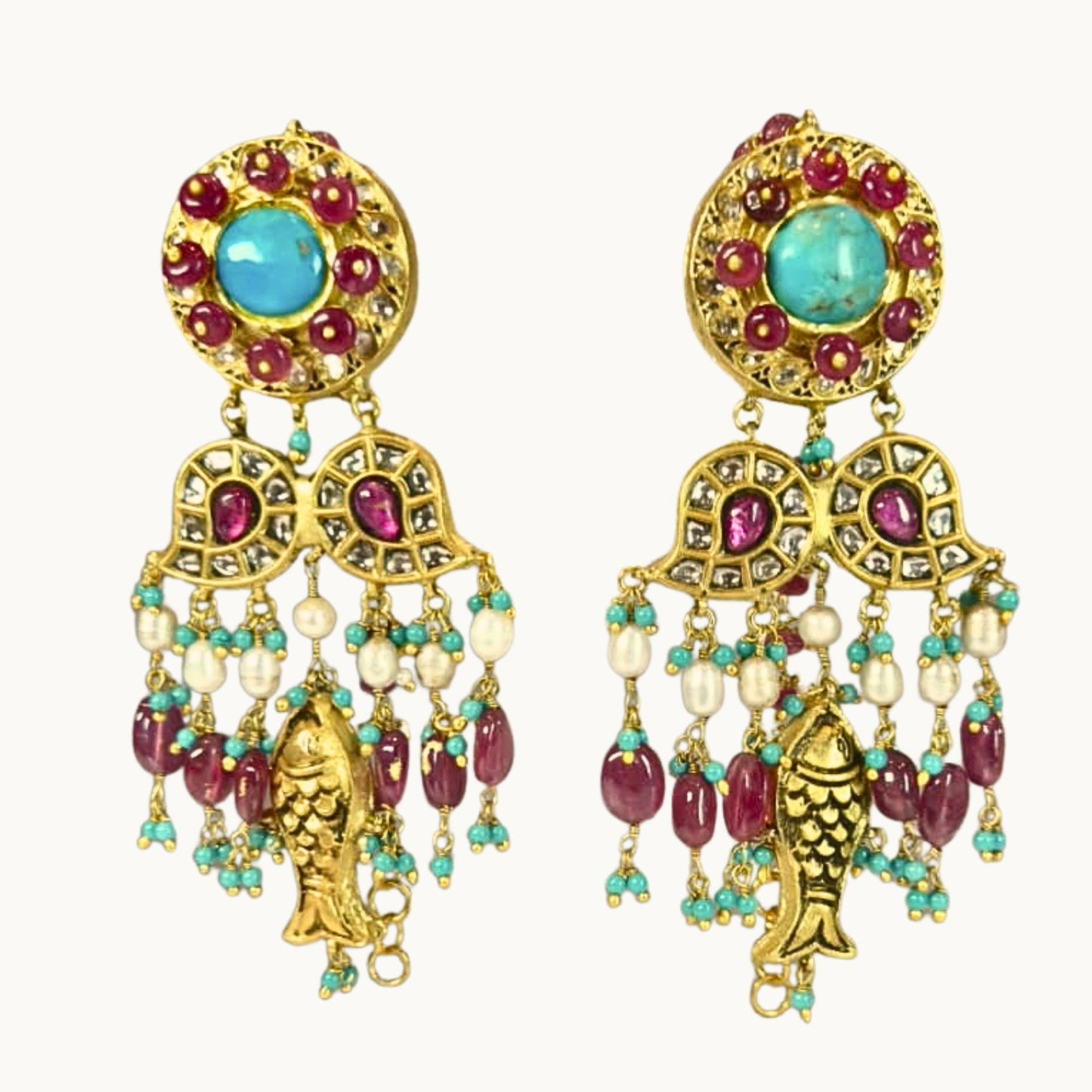 Polki Jadau Statement Gold Earrings