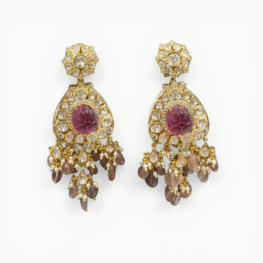 Ruby Quartz Polki Statement Necklace - ratnalijewels