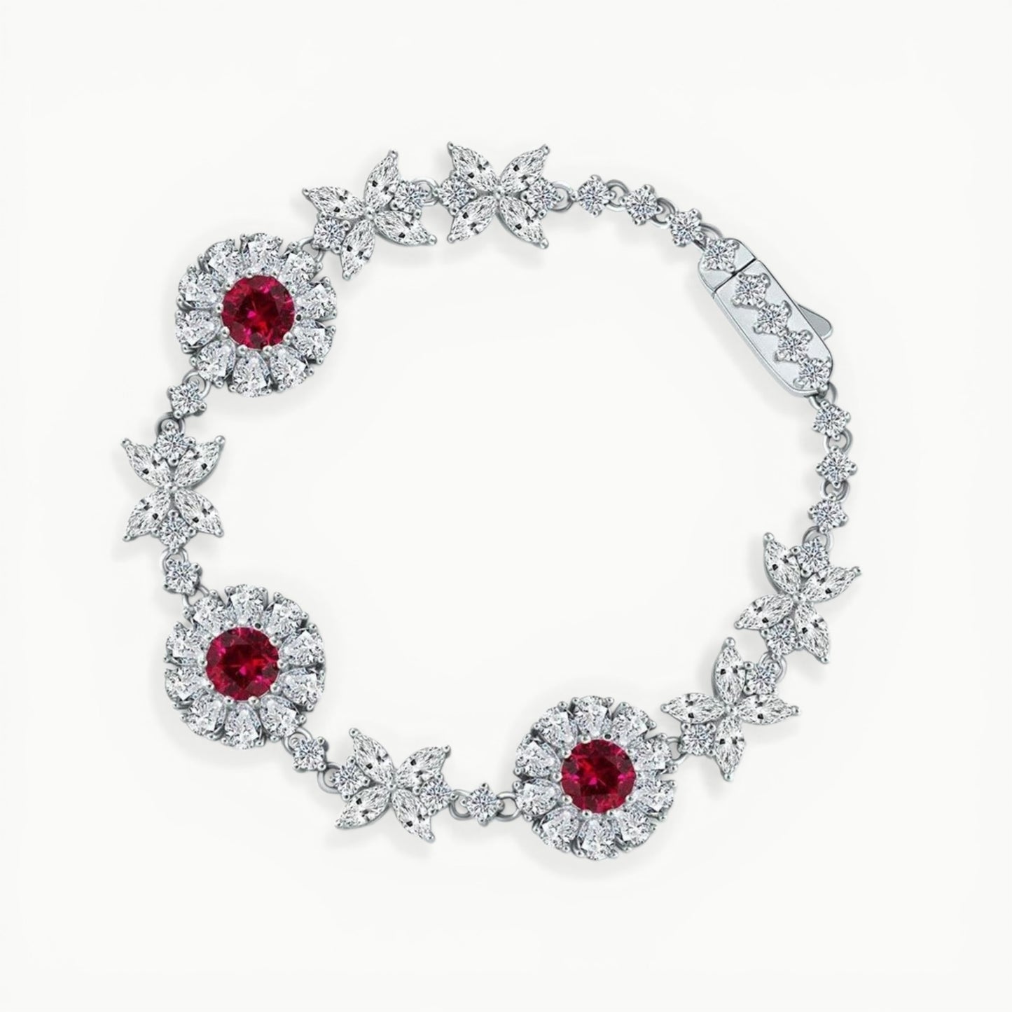 Ruby Blossom Tennis Bracelet - ratnalijewels