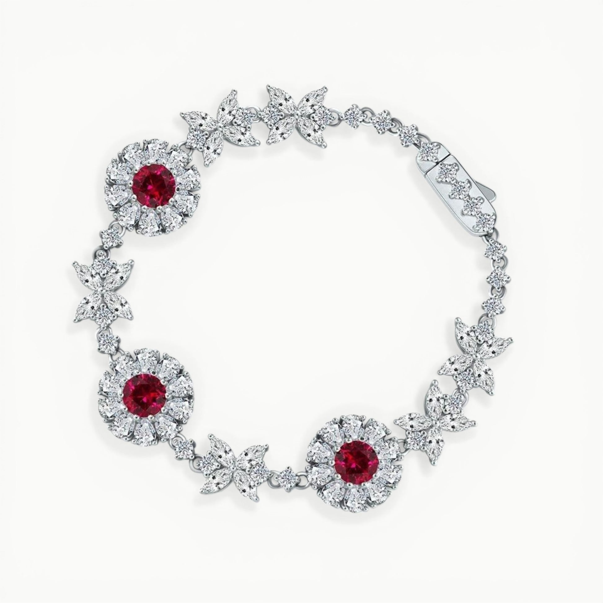 Ruby Blossom Tennis Bracelet - ratnalijewels