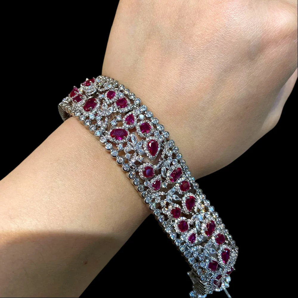 Ruby diamond gemstone bracelet