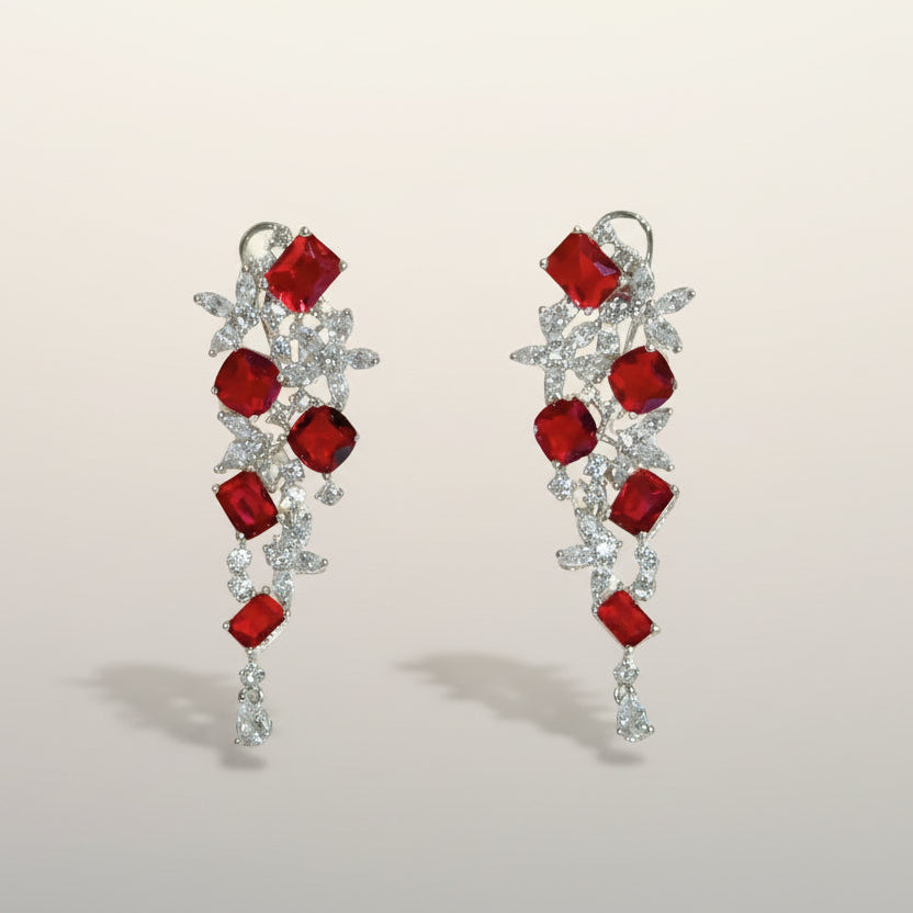 ruby diamond  chandelier earrings