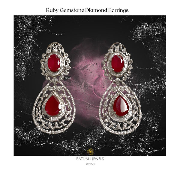 Ruby & Diamond Statement Chandelier Earrings, Statement diamond earrings