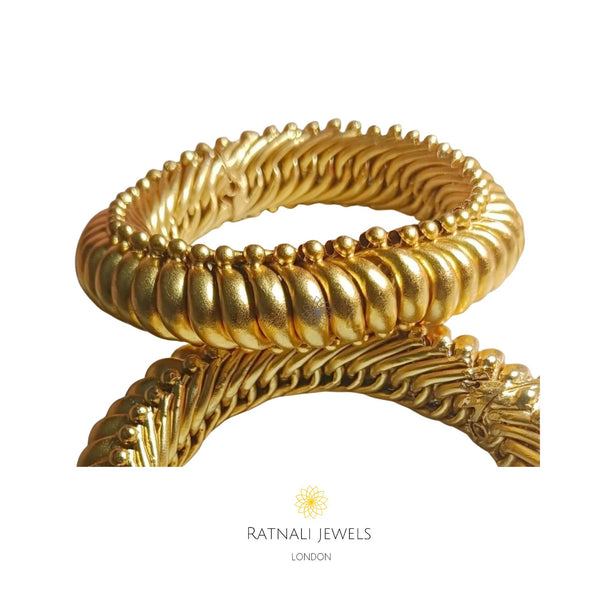 Handmade Indian Heritage Bangle | 925 Silver Gold Plated Kada Bangle Bracelet - ratnalijewels