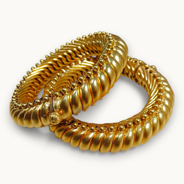 Handmade Indian Heritage Bangle | 925 Silver Gold Plated Kada Bangle Bracelet - ratnalijewels