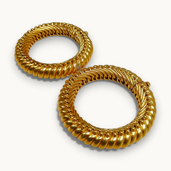 Handmade Indian Heritage Bangle | 925 Silver Gold Plated Kada Bangle Bracelet - ratnalijewels