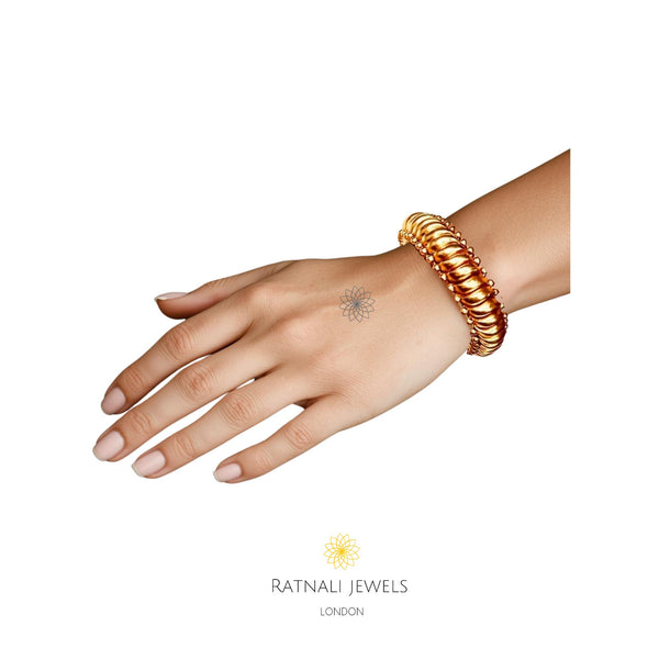 Handmade Indian Heritage Bangle | 925 Silver Gold Plated Kada Bangle Bracelet - ratnalijewels