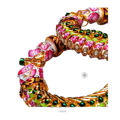 Handmade Indian Heritage Bangle for Women | 925 Silver Gold Plated Kada Bangle - ratnalijewels