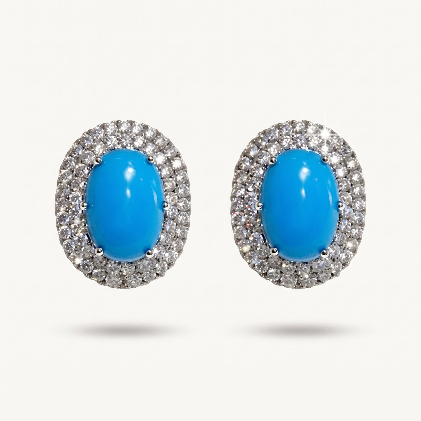 Turquoise Double Halo Stud Earrings - ratnalijewels
