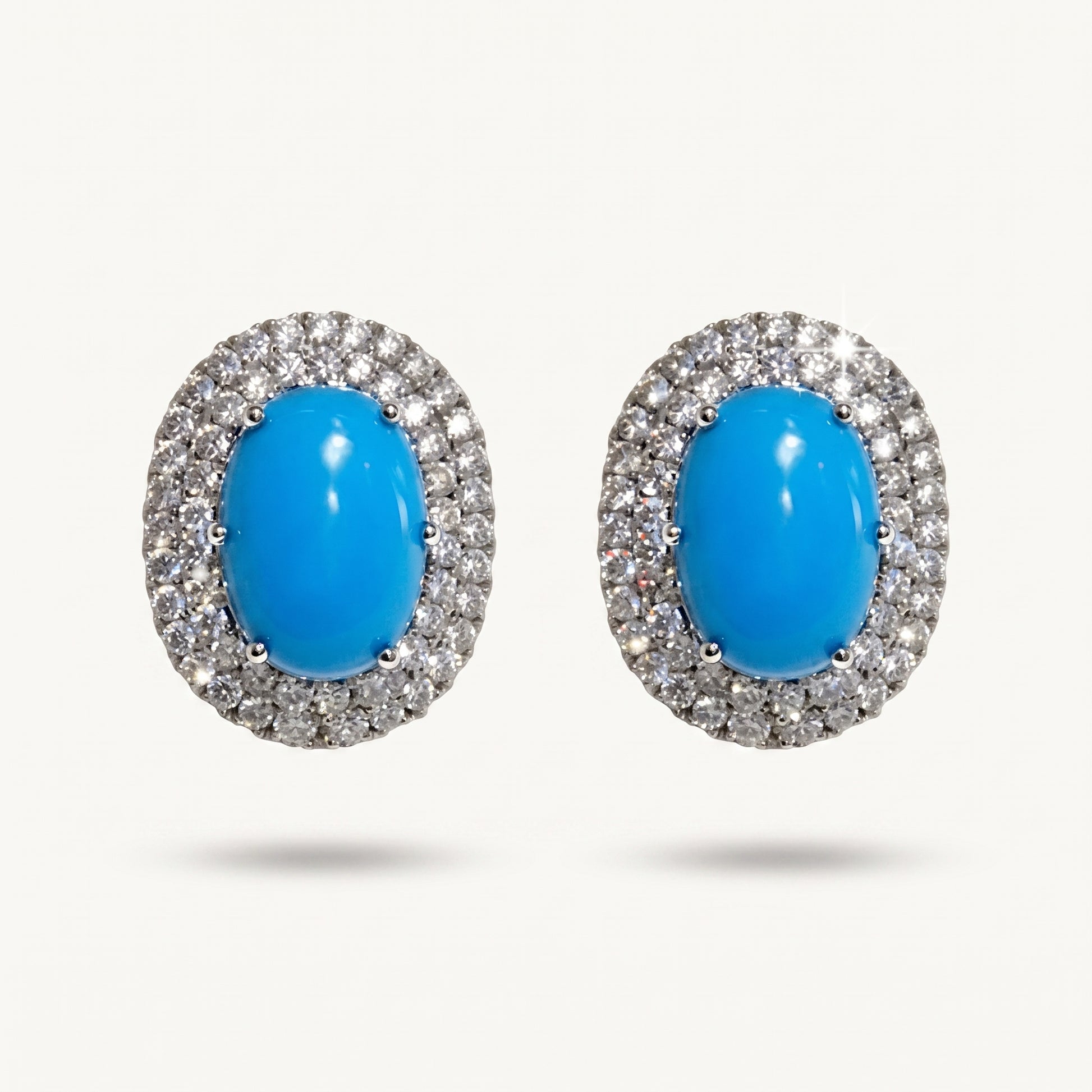Turquoise Double Halo Stud Earrings - ratnalijewels