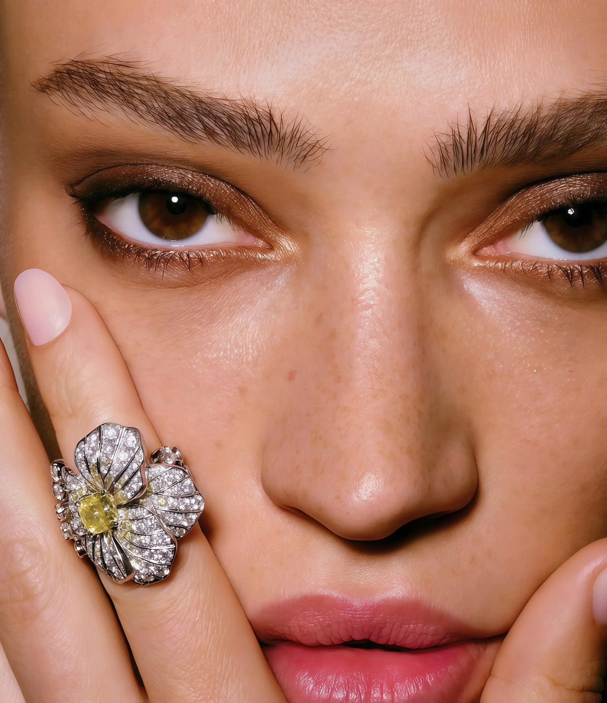 Blue Crystal Flower Statement Ring view 4 - Ratnali Jewels
