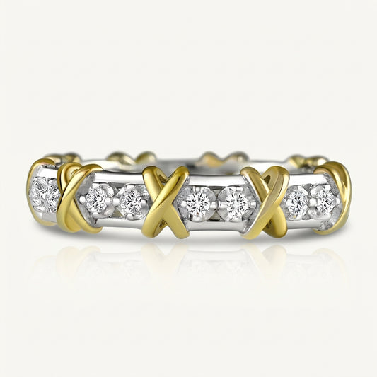 Clear CZ Pave Eternity Silver Band - Ratnali Jewels