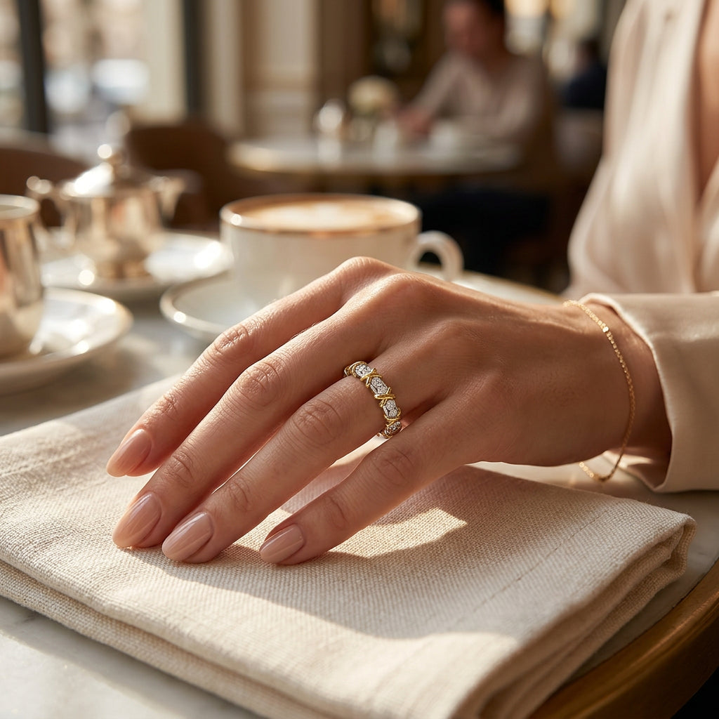 Clear CZ Pave Eternity Silver Band view 2 - Ratnali Jewels