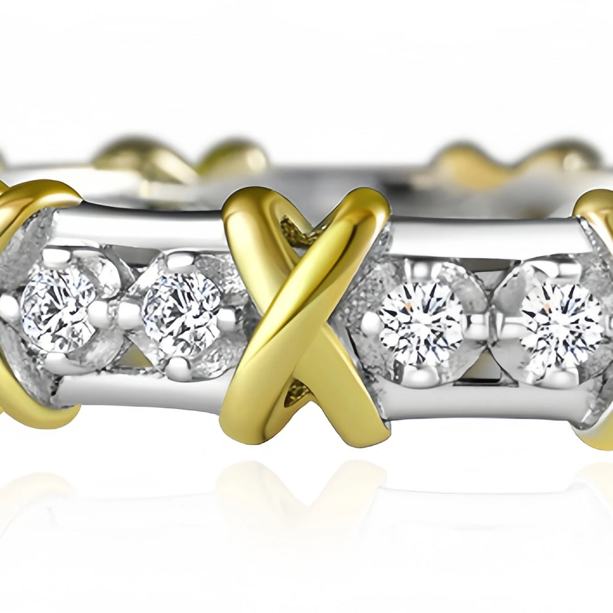 Clear CZ Pave Eternity Silver Band view 4 - Ratnali Jewels