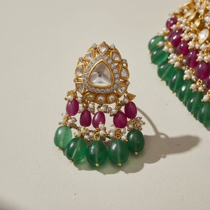 Polki Jadau Ruby and Emerald Bridal Set