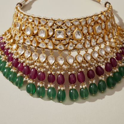 Polki Jadau Ruby and Emerald Bridal Set