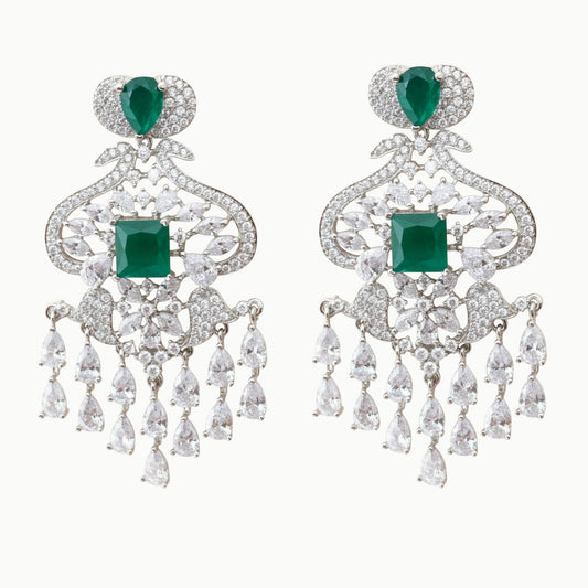 Emerald drop cz earrings