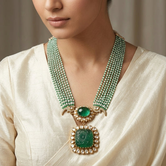 Emerald polki necklace