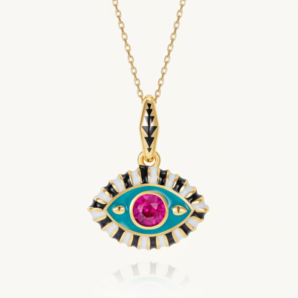 evil eve pendant blue with pink eye