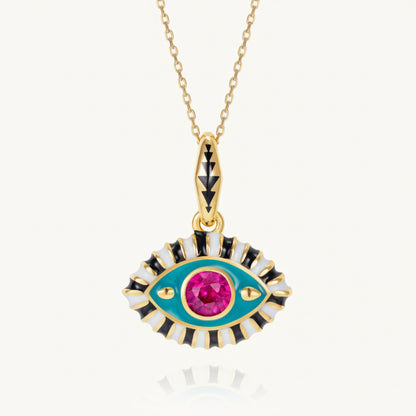 evil eve pendant blue with pink eye