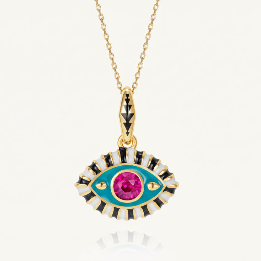 evil eye pendant blue pink