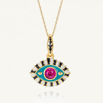 evil eye pendant blue pink