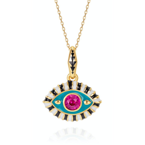 evil eye pendant blue pink