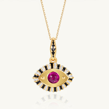 evil eye charm pendant gold pink