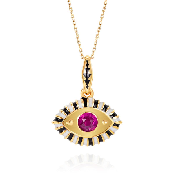 evil eye charm pendant gold pink