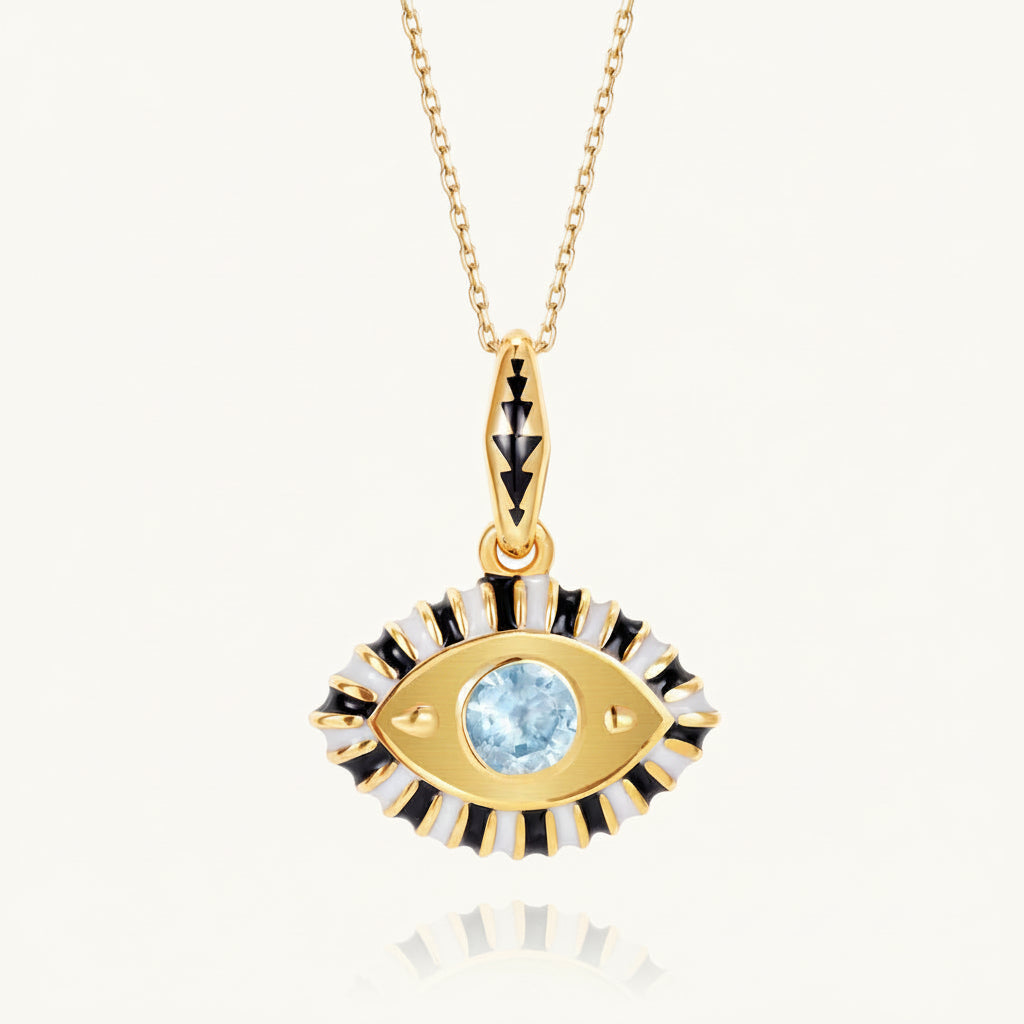 evil eye pendant charm gold white