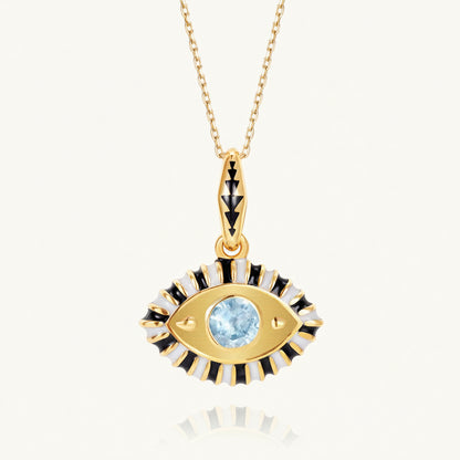 evil eye pendant charm gold white