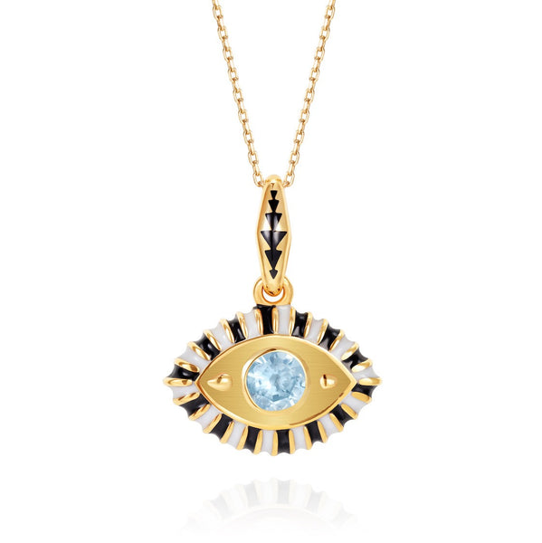 evil eye pendant charm gold white