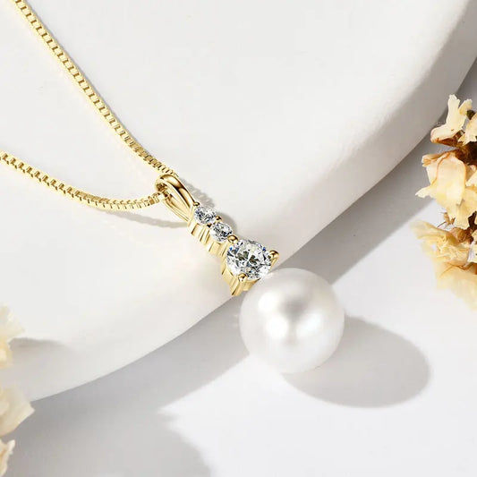 Freshwater Pearl Pendant Necklace in 925 Sterling Silver, Ratnali Jewels