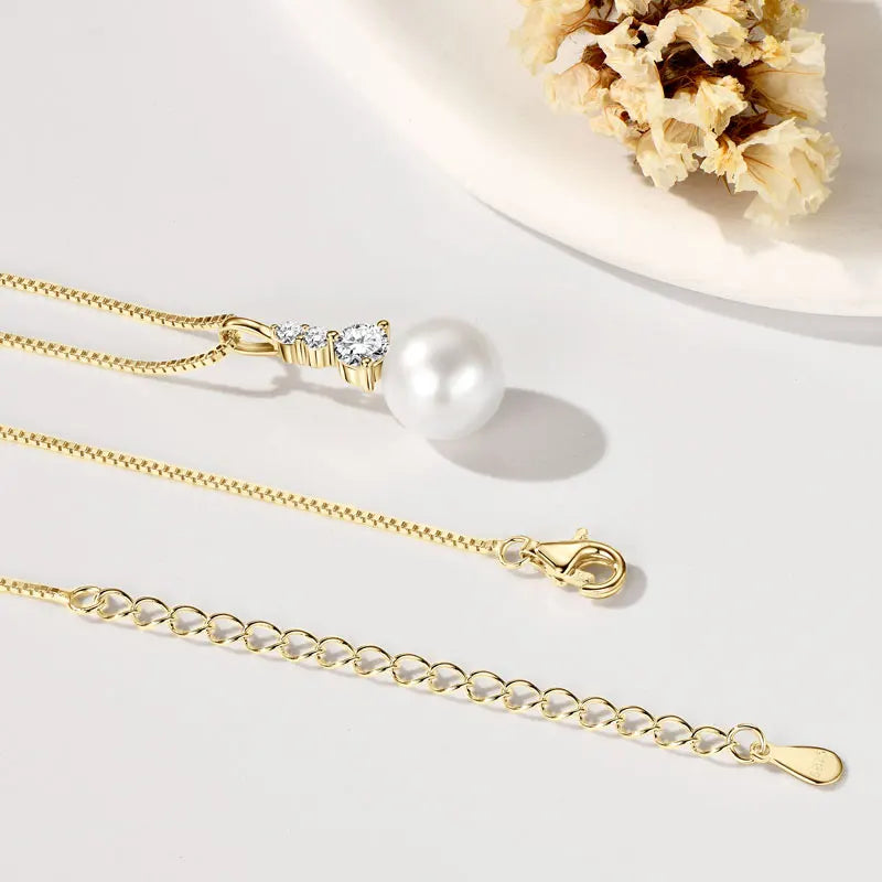 Freshwater Pearl Pendant Necklace in 925 Sterling Silver, view 2, Ratnali Jewels
