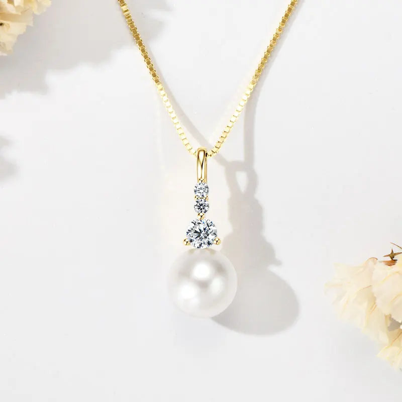 Freshwater Pearl Pendant Necklace in 925 Sterling Silver, view 3, Ratnali Jewels