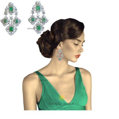Gree gemstone dangling earrings
