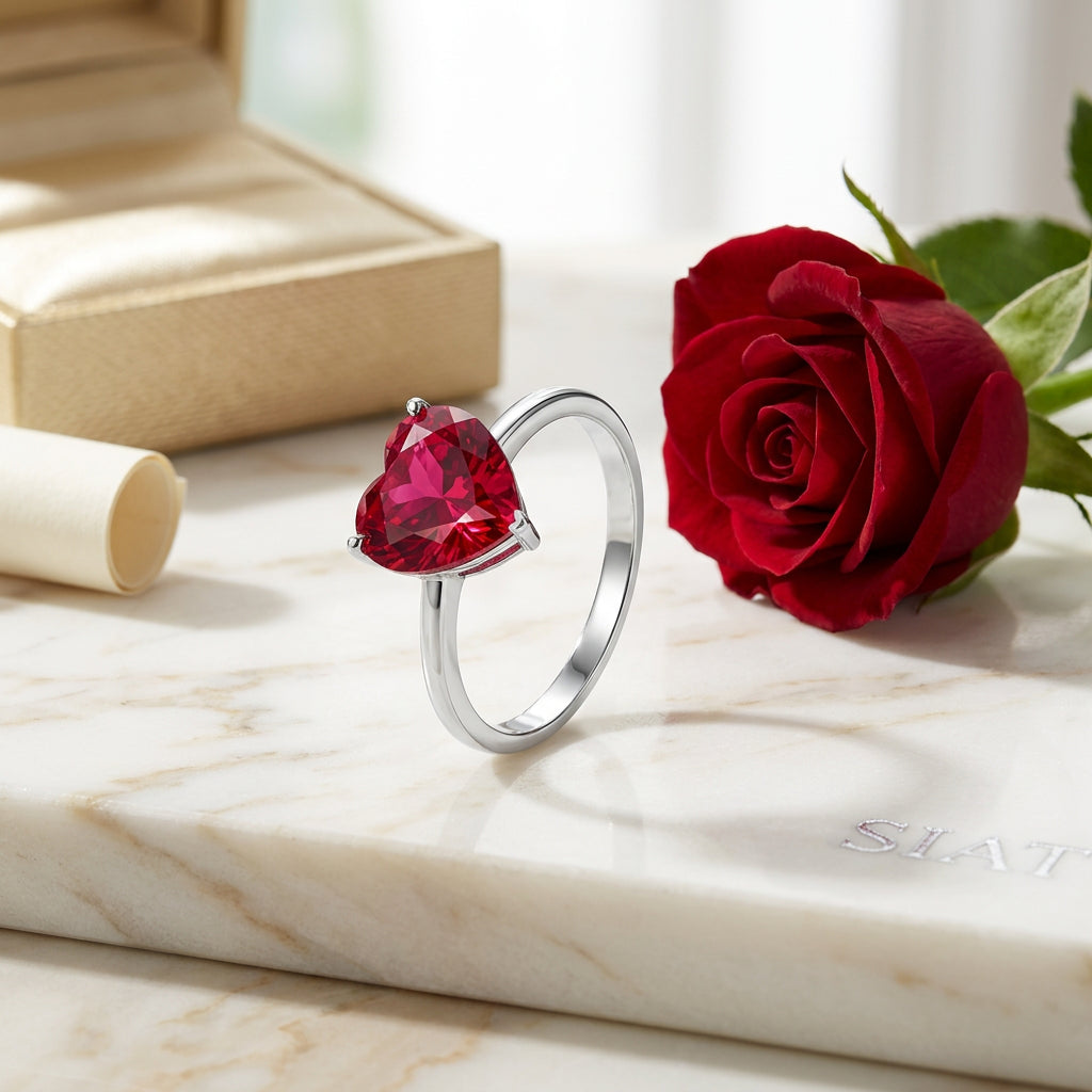 Heart Cut CZ Statement Silver Ring view 2 - Ratnali Jewels