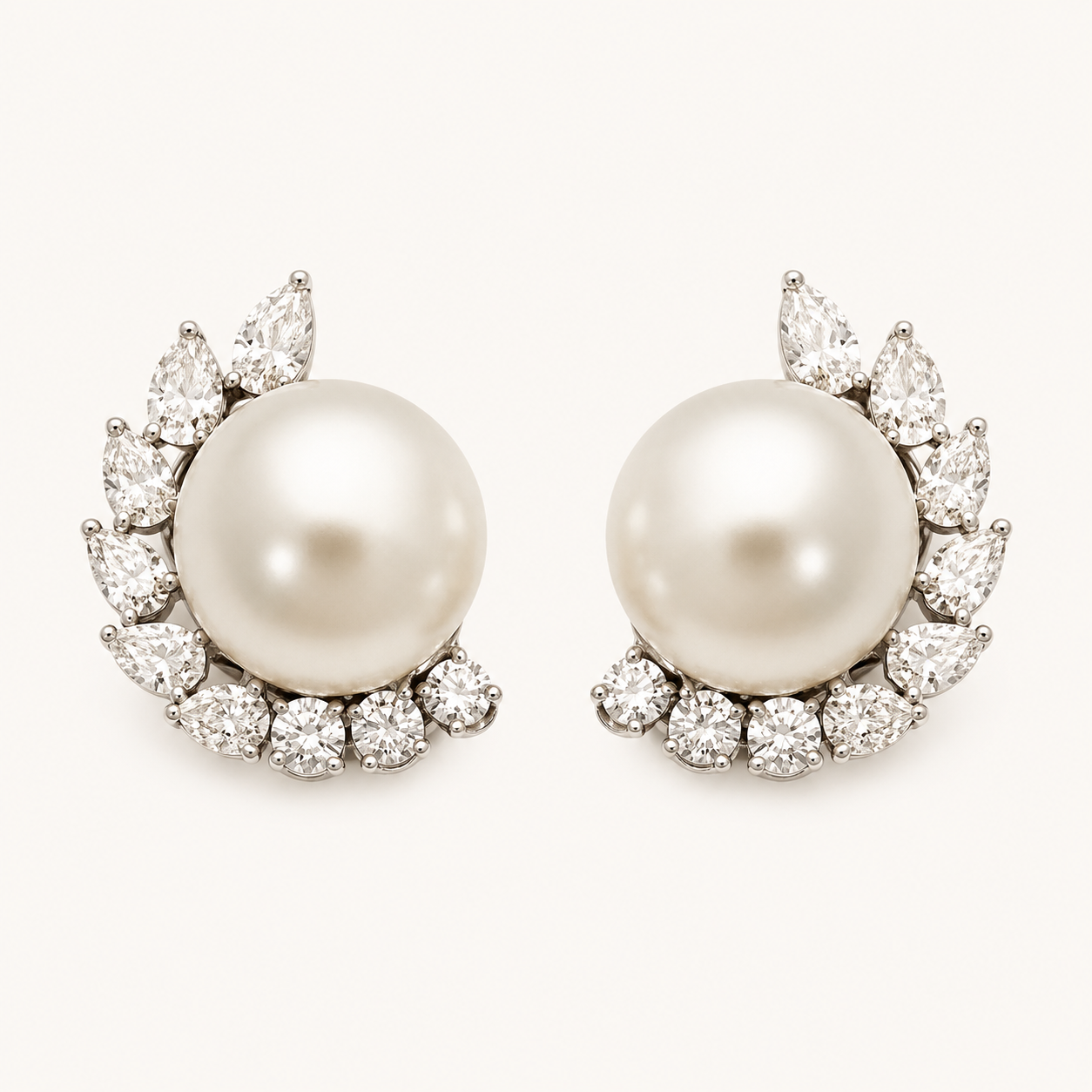 Pearl Curve Cluster Stud Earrings