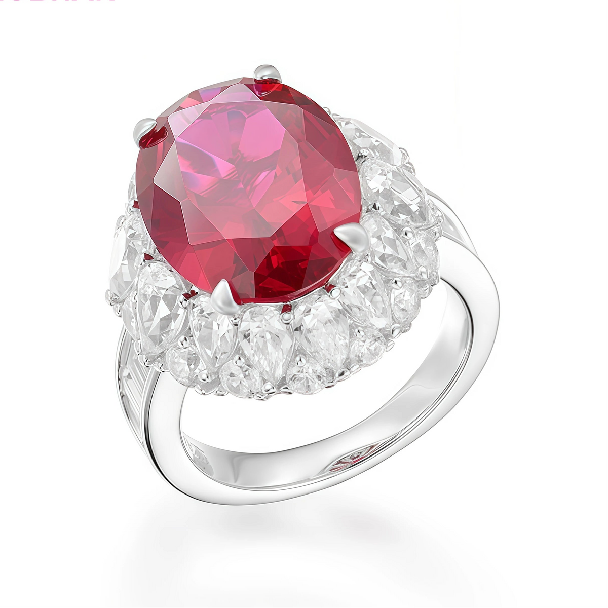 Lab Grown Ruby Statement Silver Ring - Ratnali Jewels