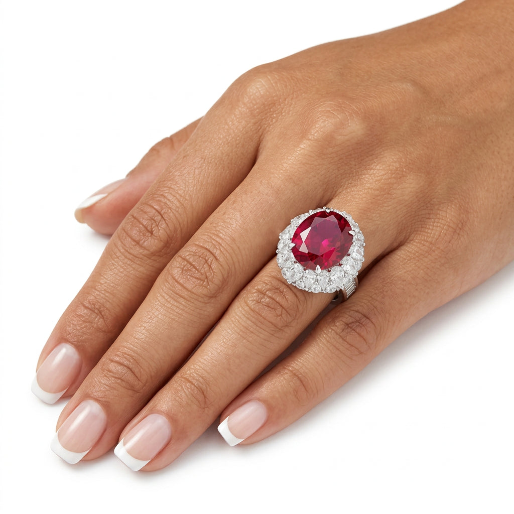 Lab Grown Ruby Statement Silver Ring view 3 - Ratnali Jewels
