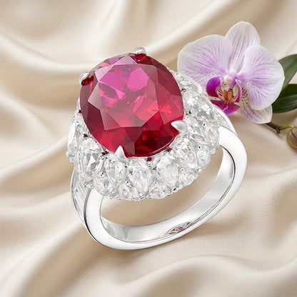 Lab Grown Ruby Statement Silver Ring view 4 - Ratnali Jewels