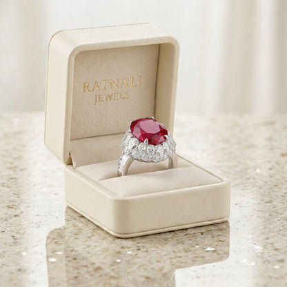 Lab Grown Ruby Statement Silver Ring view 5 - Ratnali Jewels