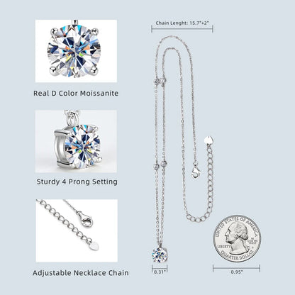 Moissanite 2 Carat Solitaire Pendant Necklace in 14K Gold Filled, Ratnali Jewels