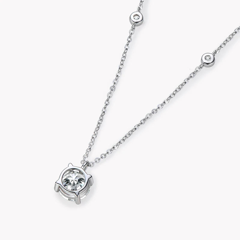 Moissanite 2 Carat Solitaire Pendant Necklace in 14K Gold Filled, view 3, Ratnali Jewels